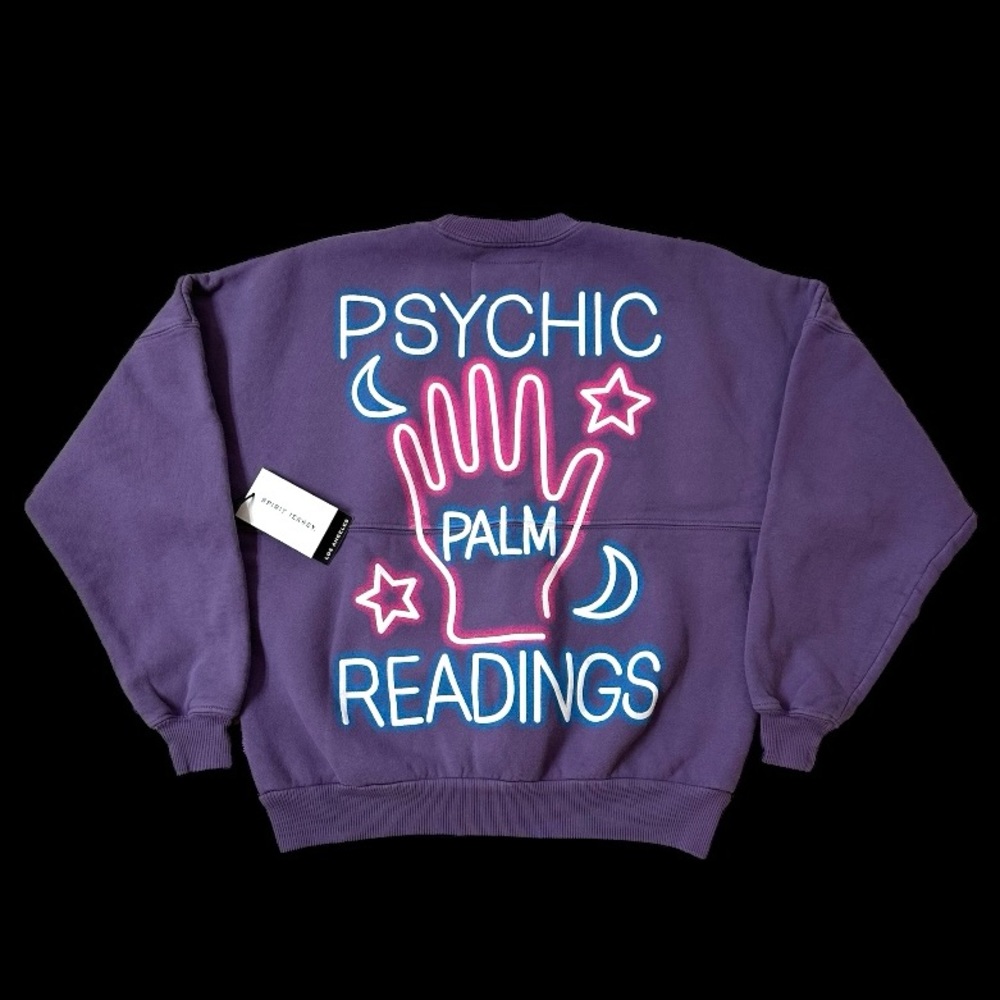NWT SPIRIT JERSEY Sweatshirt Psychic Palm Readings Streetwear Tarot Neon Sign